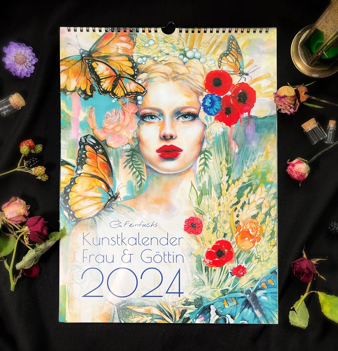 Art Calendar 2024 Woman and Goddess Moon Phases Year Planner Etsy