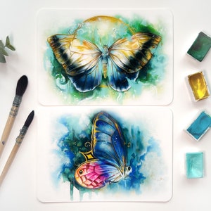 Schmetterlinge 2er Set Kunstkarten Grußkarten Aquarell