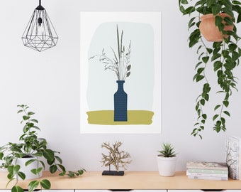 Blue Vase and Grasses illustration