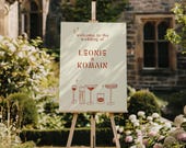 Panneau mariage bienvenue | Template mariage personnalisé | Papeterie mariage dessiné main | Ensemble de mariage moderne | Panneau design