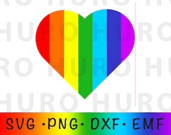 Rainbow Heart SVG Files | Pride Heart Cut Files | LGBTQ Love SVG Vector ...
