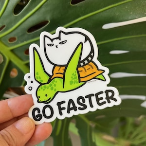 GO FASTER - Mochi-Celeste Cat Sticker