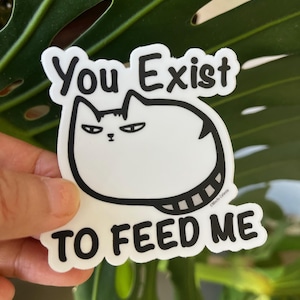 You EXIST to feed me - Mochi-Celeste Cat Sticker