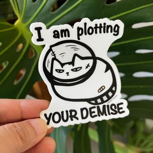 I&#39;m plotting your DEMISE - Mochi-Celeste Cat Sticker