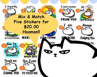 Mix and Match! Buy 4 Get 1 Free Mochi-Celeste Cat Stickers!!