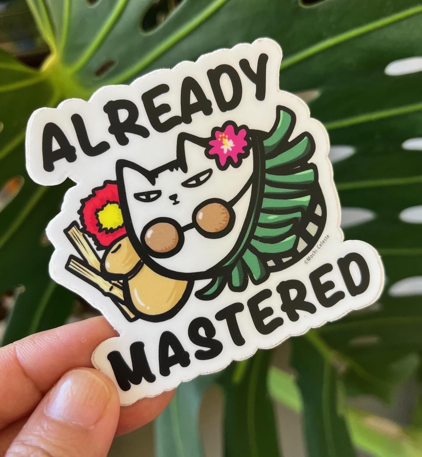Ultimate Cat-titude Mochi-Celeste Cat Sticker Set – 4 Vinyl Stickers, Waterproof & Scratch-Resistant, Fun Cat Lover Gifts