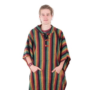 Poncho with a hood with multiple use