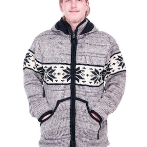 Handmade woolen sweater with fleece lining and hood made in Nepal