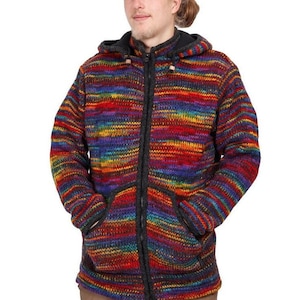 Handmade woolen sweater with fleece lining and hood made in Nepal