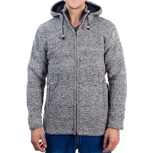 Handmade woolen sweater with fleece lining and hood made in Nepal