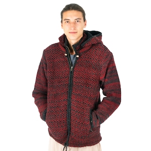 Handmade woolen sweater with fleece lining and hood made in Nepal