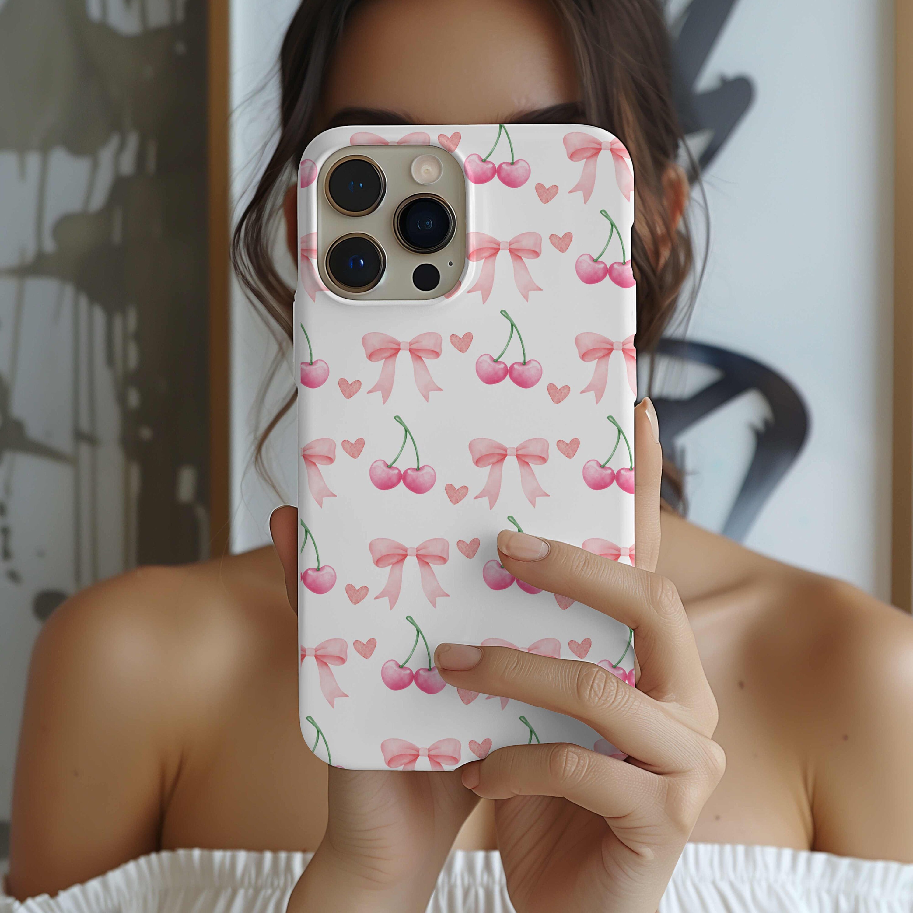 Coquette Phone Case, Coquette Lover Gift, Cherry Phonse Case, Pink Bow ...
