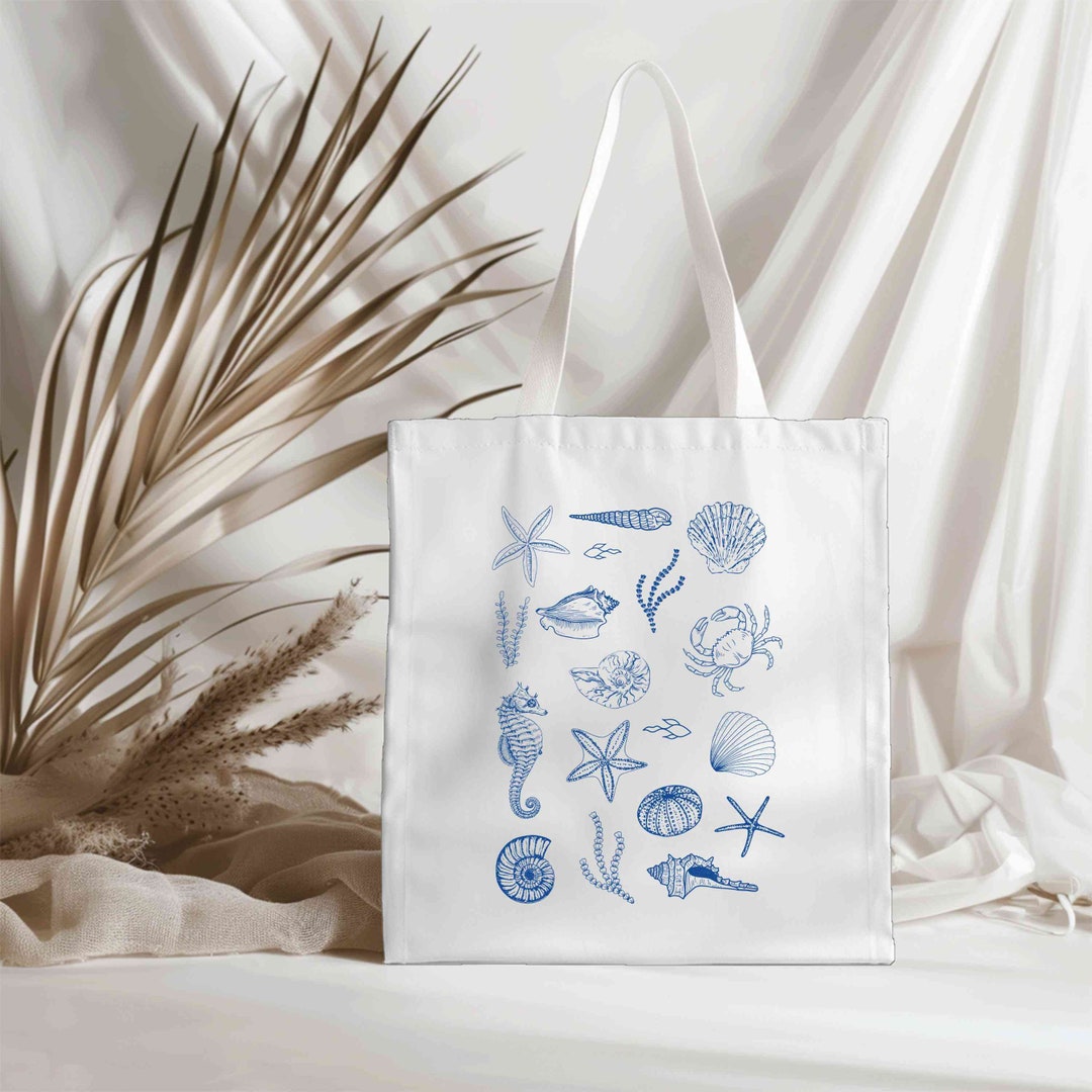 Sea Shell Tote Bag, Coastal Aesthetic, Aesthetic, Pool Bag, Coastal ...