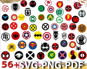 Superhero Icons, SVG, PNG, PDF Clipart Bundle (61 Files)