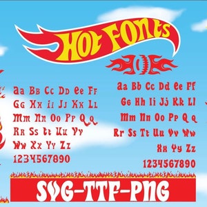 TENDANCE police de caractères Hot Car Wheels, Hot Car Wheels SVG, anniversaire de voiture de course, image haute qualité, SVG | Cricut png
