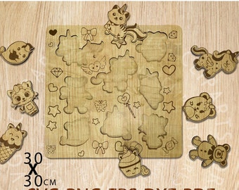 Wooden Unicorn Puzzle SVG: Montessori Laser Cut Files (PDF)