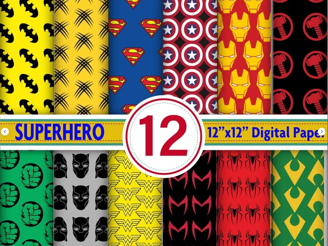 Most Famous Superheros Digital Papers , Superhero Seamless Patterns ...