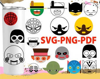 Movie Emoji Faces: Superhero Characters SVG PNG PDF Bundle