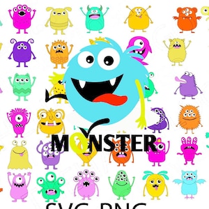 Monster SVG, INSTANT Download,Stick figure monsters svg cut files and clipart. Monster face,Party Clipart, Decorations, Birthday clipart svg