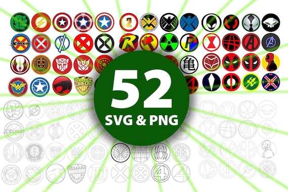 Superhero Logo SVG Icon Bundle, DC Marvel Clipart (Digital Download)
