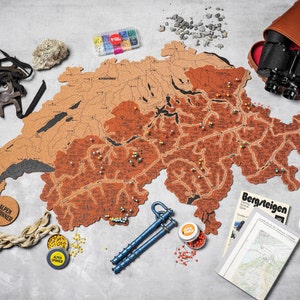 XXL Gipfelkarte SCHWEIZ  500 Berge & 153 Hütten (nicht als „Puzzle“ geeignet)