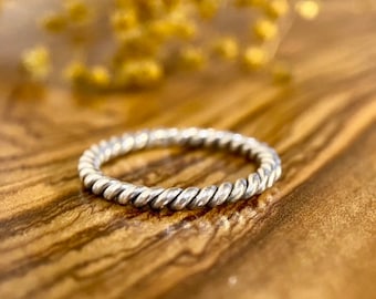 Gewundener Silberring | Boho  Ring | Strukturierter Ring | Minimalistisch | ideal für Stapelringe | Stapelring