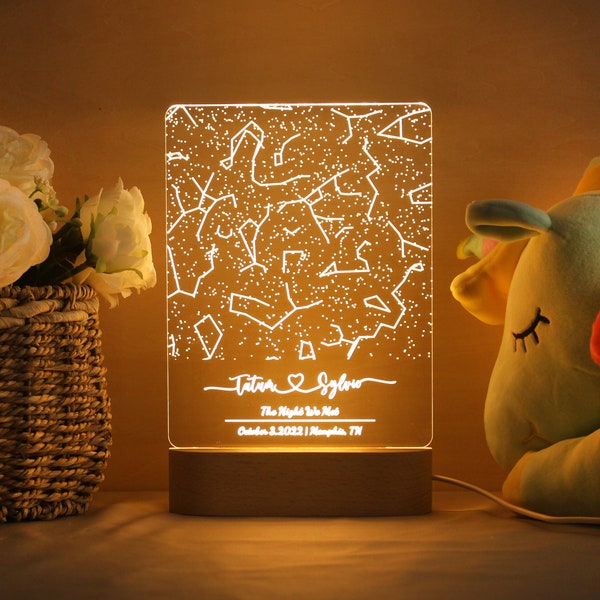 Custom Star Map By Date, Star Map Night Light, Personalized Constellation Map,Engagement Gift,Star Chart Gift,Father's day gift,Gift for him