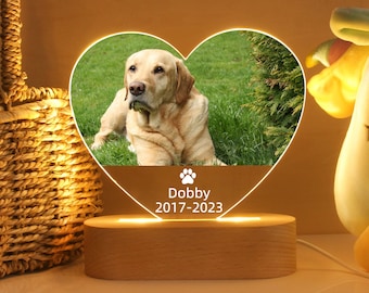 Custom Pet Memorial Acrylic Night Light, Personalized LED Photo Sign