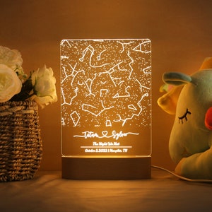 Mappa stellare personalizzata per data, Luce notturna mappa stellare, Mappa costellazione personalizzata, Regalo di fidanzamento, Regalo mappa stellare, Regalo per la festa del papà, Regalo per lui