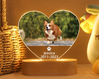 Pet Memorial,Custom Acrylic Heart Night Light,Personalized Bedroom LED Decor Sign,Light up Sign,Gift for Pets,Dog Loss Gift