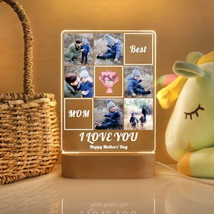 Personalisiertes Foto-Nachtlicht, individuelle Foto-Collage-Lampe, Muttertagsgeschenk, glücklicher Muttertag, Geschenk für Mama, Foto-Collage-Geschenk