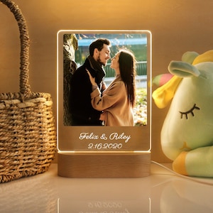 Lampe photo acrylique personnalisée, Veilleuse photo LED personnalisée, Cadre photo, Cadeau pour couple, Cadeau d&#39;anniversaire, Décoration artistique, Lampe décorative