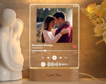 Custom Song Acrylic Plaque,Personalized Photo Frame,Podcast Code Night light Lamp,Playlist Streaming,Gift for Couple, Art Decoration