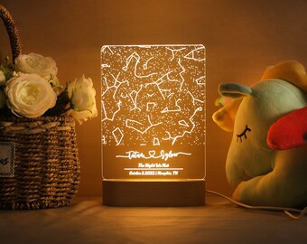 Custom Star Map By Date, Star Map Night Light, Personalized Constellation Map, Engagement Gift,Star Chart Gift,Gift For Couples,Gift for him