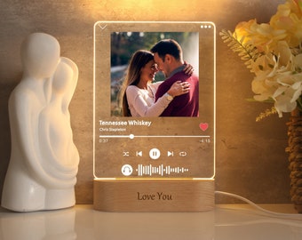 Personalized Song Acrylic Plaque: Custom Photo Night Light Gift