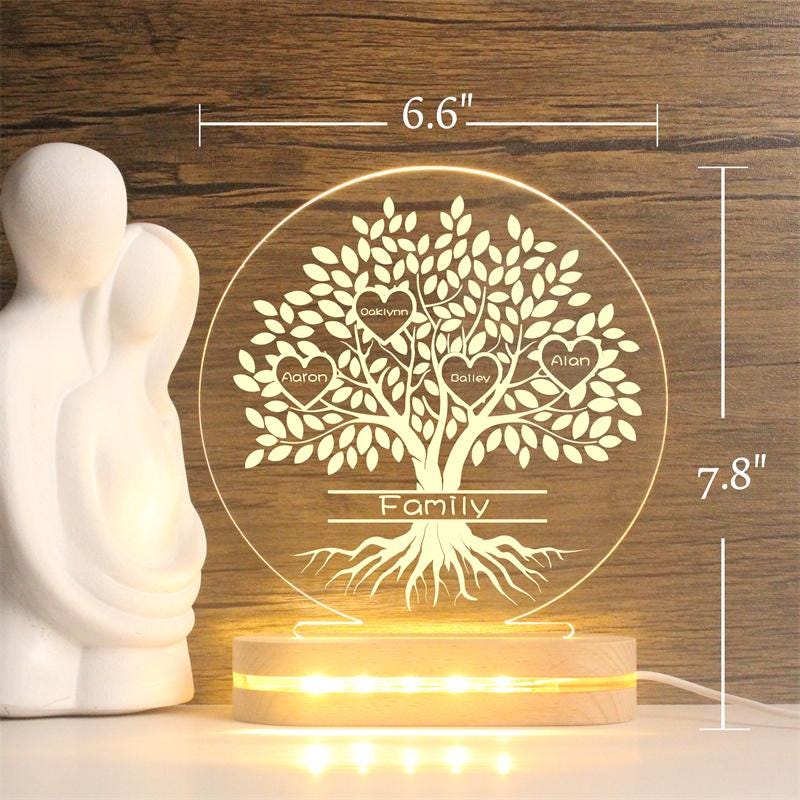 Personalized Family Tree LED Lamp: Custom Name Night Light - Etsy UK