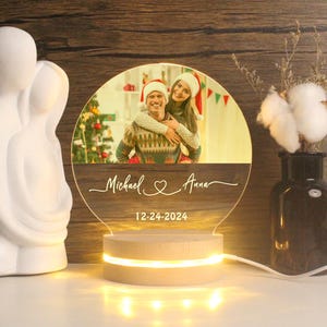 Lampe photo acrylique personnalisée, Veilleuse photo LED personnalisée, Cadre photo, Cadeau pour couple, Cadeau d&#39;anniversaire, Décoration artistique, Lampe décorative