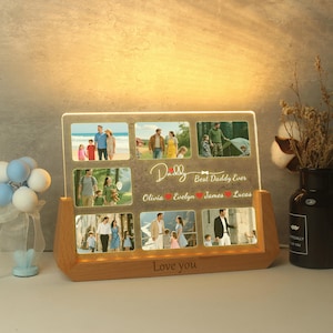 Personalized Family Photo Gift, Custom Photo Collage Night Light, Dad Birthday Gift, Best Dad Gift, Room Light, Family Gift Night Light