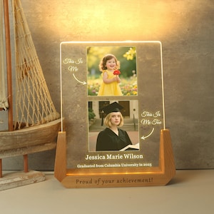 Luz nocturna personalizada para graduación, regalo de graduación universitaria, regalo con foto personalizada, regalo conmemorativo, luz para habitación, regalo de cumpleaños.