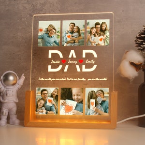 Personalized Photo Night Light,Custom Photo Collage LED Light,Photo Lamp, Photo Collage Gift,Father&#39;s Day Gift from daughter