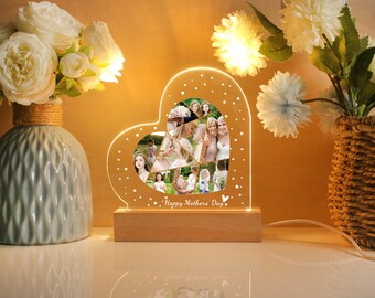 Personalized Heart Shaped Photo Night Light,Custom Photo Collage Lamp,Mother's Day Gift,Gift for Mom,Photo Lamp, Photo Collage Gift