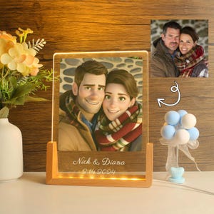 Custom Pixar Style photo frame，Personalised Couple Cartoon Animation，Cartoon Portrait ，Family Portrait, Couple Gift，Christmas Gift