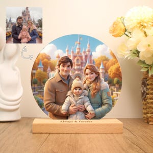 Disque vinyle personnalisé avec photo - Portrait de dessin animé 3D personnalisé de style Pixar - Portrait de famille - Cadeau d'anniversaire - Cadeau de Noël