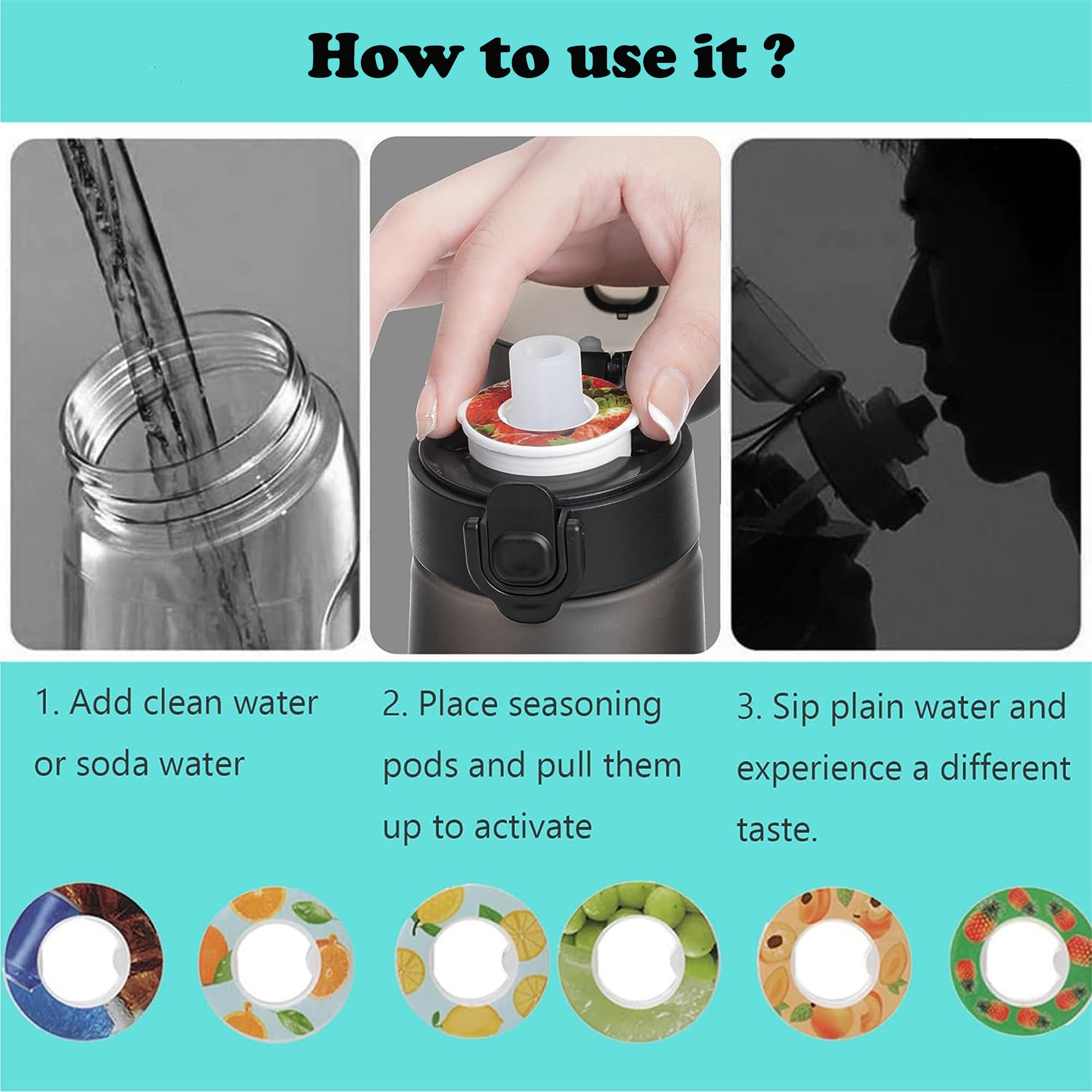 Flavored Water Bottle With Flavor Pods750ml Water Etsy New Zealand