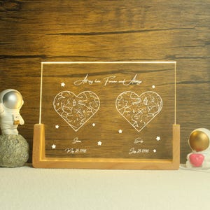 Lampe en cristal, carte des étoiles personnalisée, carte des étoiles personnalisée, la nuit où nous nous sommes rencontrés, cadeau d'anniversaire, le jour de votre naissance, cadeau d'anniversaire, cadeau pour couple