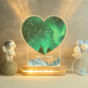 Mapa estelar personalizado por fecha, luz nocturna con mapa estelar colorido, mapa de constelaciones personalizado, regalo de compromiso, regalo de mapa estelar, regalo para parejas