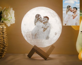 Personalization Luna Moon Lamp Night Light 3D Print Moonlight LED Dimmable Touch/Pat/Remote Switch Rechargeable Bedside Table Desk Lamp