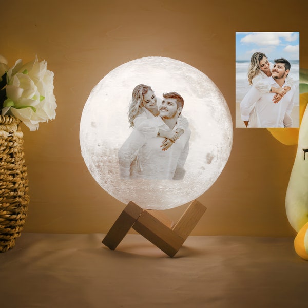 Personalization Luna Moon Lamp Night Light 3D Print Moonlight LED Dimmable Touch/Pat/Remote Switch Rechargeable Bedside Table Desk Lamp