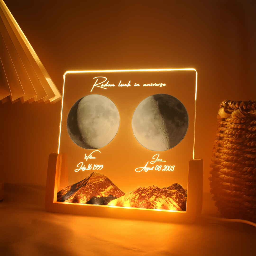 Personalized Moon Phases Lamp,the Night We Met Anniversary Gift,the Day ...