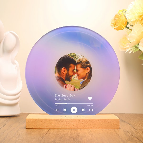 Personalized Vinyl Record with Photo - Acrylic Song Plaque - Anniversary Gift - Birthday Gift  - Christmas Gifts - mothers day gift